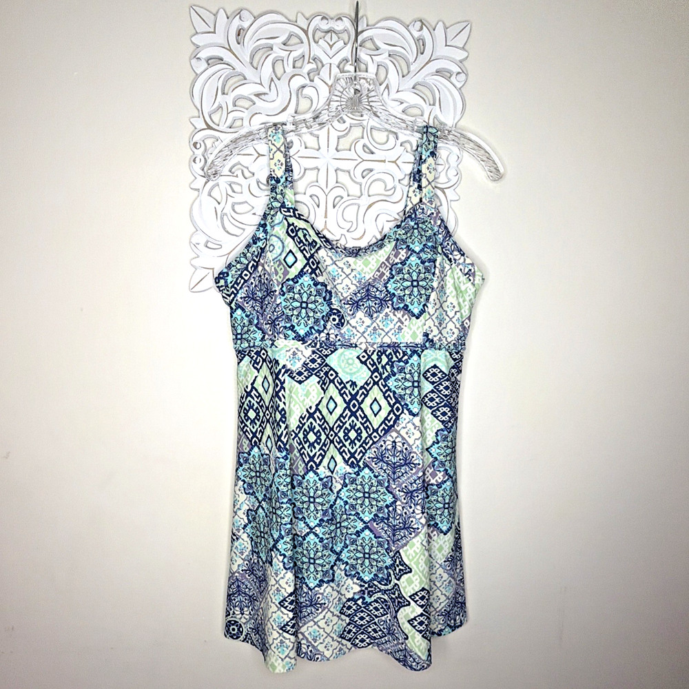 COLDWATER CREEK Women's size 12 Swimsuit 1-Piece Bathing Suit Swim Dress BLUE